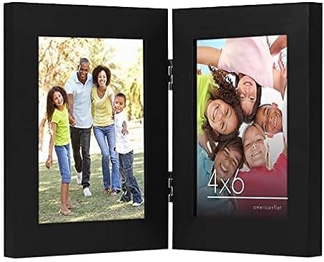 Americanflat Hinged 4x6 Picture Frame with Shatter-Resistant Glass - Double Picture Frames with Engineered Wood - Signature Collection - Photo Frame for Tabletop Display - Black - Image 4