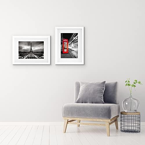 Americanflat 11x14 Picture Frame with Shatter-Resistant Glass - Set of 2 - Use as 8x10 Frame with Mat or Display 11x14 Photo Without Mat - Signature Collection - Picture Frames for Wall - White - Image 5