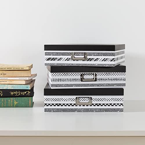 SLPR - Nesting Black and White Storage Boxes with Lids, Set of 3 - Image 7