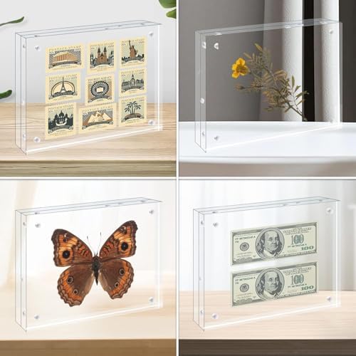 Egofine A4 Acrylic Frames 4 Pack, 20mm Thicker Frameless Clear Picture Frames, Double Sided Magnetic Picture Frames, Free Standing Desktop Display - Image 7