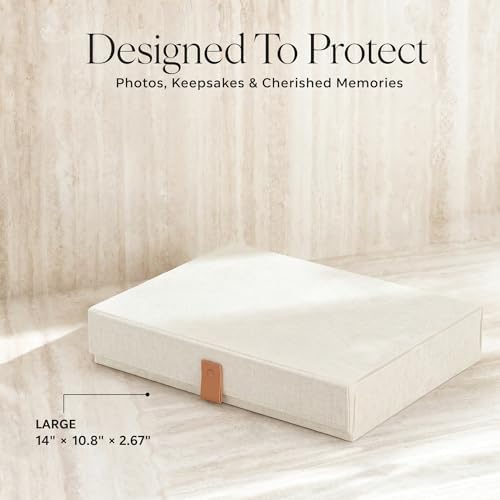 ZICOTO Decorative Photo Storage Box with Lid - Beautiful Linen Organizer - Image 3