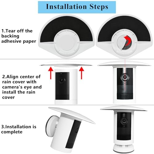 Rain Cover Compatible with Ring Outdoor Cam Plus–Anti-Glare Sun Shield, All-Weather Waterproof Protector, Adhesive No-Drill Easy Install, Dustproof Snowproof UV Resistant,1 Pack (White) - Image 5
