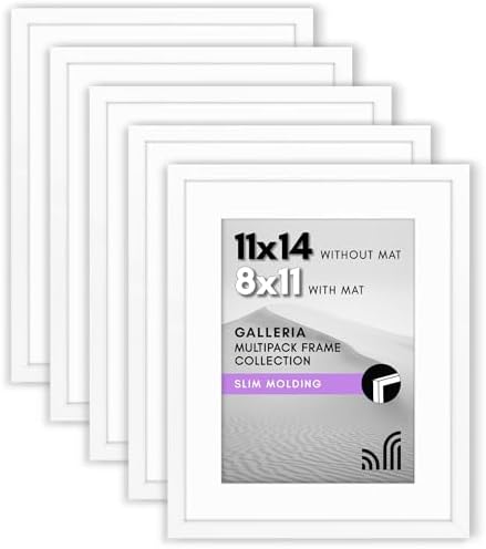 Americanflat 11x14 Picture Frame 5-Pack - Matted to 8x11 - White by Americanflat