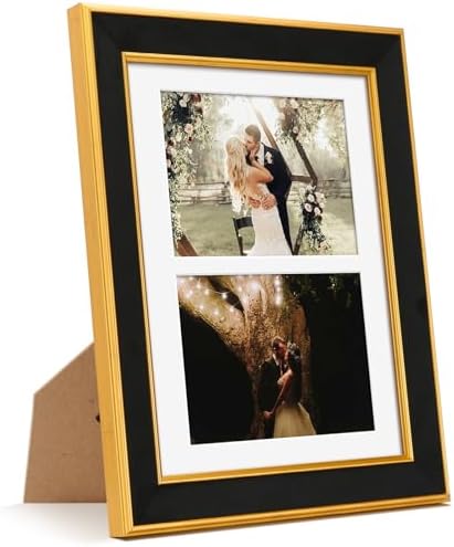 Suede 8.5x11 Picture Frame Display 2 Opening 5x7 Double Picture Frames Collage Wall or Tabletop Decor with Mat,Multi Photo Frame for Plexiglass,Wall Decor,1Pack,Black by AnoziebyProductsunder