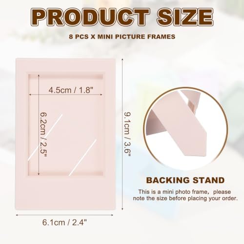 uxcell 8pcs Mini Picture Frames, 2.4 x 3.6 Inch Rectangular Film Photo Frame, Small Instant Film Photo Frame Holder for Tabletop Picture Display, Pink - Image 2