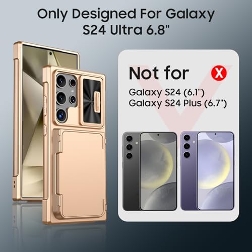 GooseBox for Samsung Galaxy S24 Ultra Wallet Case with RFID Blocking Card Holder, Camera Cover, Kickstand, Full Body Shockproof Case for S24 Ultra 6.8Inch 2024 for Women Men-Champagne Gold(Upgraded) - Image 2