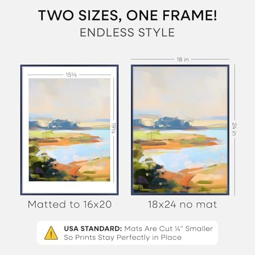 Homeforia 18x24 Blue Poster Frame, High-End Metal, 16x20 Mat, Glass - Image 2
