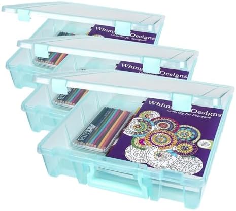 ArtBin 6955AA Super Satchel 1-Compartment Box, Art & Craft Organizer, Translucent Aqua (Pack of 3) by ArtBin