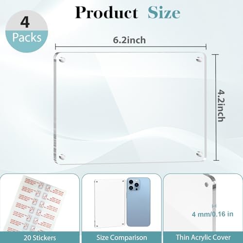 SAMYUCHO 4 Packs Acrylic 4x6 Magnetic Picture Frames for Refrigerator - Image 2