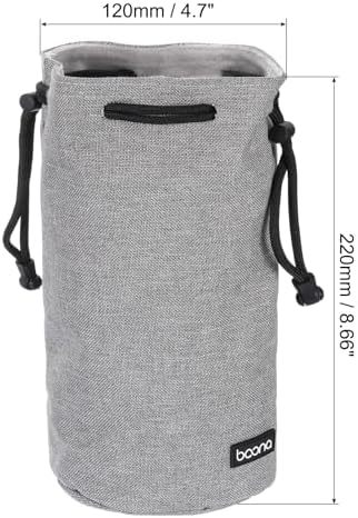 PATIKIL Soft Drawstring Lens Case, Lens Pouch Bag with Cotton Pad 4.7" OD Thick Fleece Cloth Camera Lens Bag for SLR Lens Water Cups, Grey - Image 2
