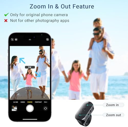 Bluetooth Camera Remote for iPhone with Zoom, Wireless Shutter Clicker - Image 3