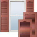 Ekena Millwork Lifetime Vinyl LL1S12X06000RD Standard Cathedral Top Center Mullion, Open Louver Vinyl Shutters, w/Installation Shutter-Lok's & Matching Screws (Per Pair), 12"W x 60"H, Burgundy Red by EkenaMillwork