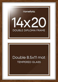Homeforia 14x20 Brown Oak Diploma Frame, High-End Wood, 8.5x11 Mat, Glass by Homeforia