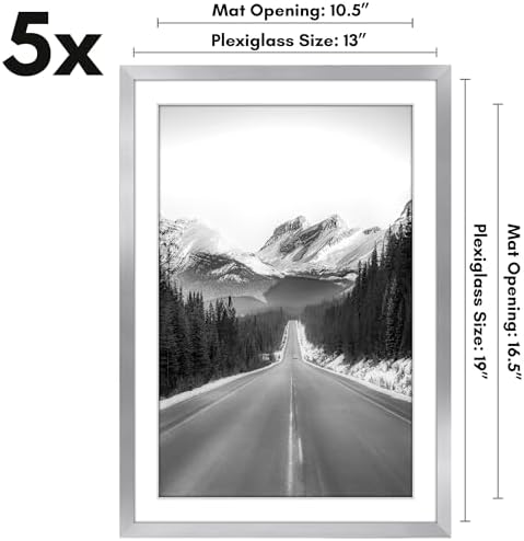 Americanflat 13x19 Poster Frame 5-Pack - Matted to 11x17 - Silver - Image 2