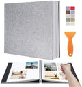 Photo Album Scrapbook – Holds 4x6, 5x7 & 8x10 Pictures – Self-Adhesive Pages for Baby, Wedding, Travel & Family Memories | Includes Metallic Pen & Scraper/Light Grey Large DIY Memory Book for Gifts by HoneyTolly