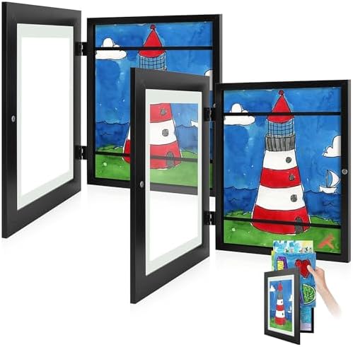 2 Pack 8.5x11 Front-Opening Kids Artwork Frames Changeable (Black) by GoldenStateArt
