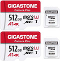 GIGASTONE 512GB Micro SD Card 2-Pack, Camera Plus, for GoPro, Action Camera, A1 Run App for Smartphone, Nintendo-Switch Compatible, 100MB/s, 4K Video Recording, Micro SDXC UHS-I A1 V30 U3 Class 10 by Gigastone