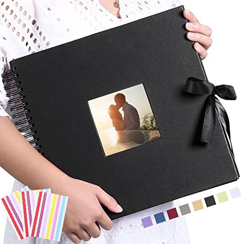 Vienrose Scrapbook Photo Album, 12x12 Inches, 80 Pages, Black, Silk Ribbon by Vienrose
