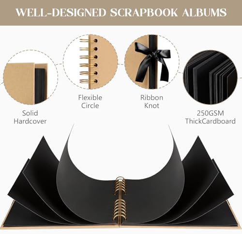 INNOCHEER Brown 8X12 Self Adhesive Scrapbook - 40 Sheets, 80 Pages, Hard Cover, Non-Fading Thick Craft Paper - Image 3