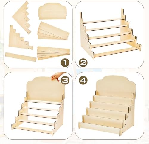 Barydat Greeting Card Display Stand Wooden, 15.8 x 13 x 17.7 Inch, Beige - Image 3