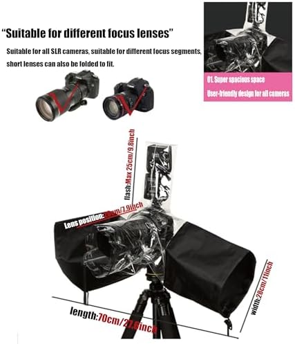 Professional DSLR Rain Cover - Waterproof Camera Cover for Canon Nikon Sony Fuji Cameras & More, Photography Essentials with Lens Protector(-20℃/-4℉ Non-Freezing) - Image 5