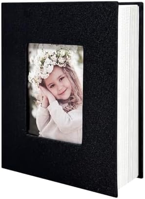 Photo Album 4x6 100 Pockets, Linen Cover Top Loader Vertical, Slip-in Picture Black Pockets Albums for Wedding, Family, Anniversary, Baby, Vacation by HenPisen