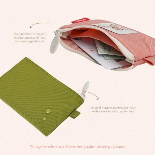 Monolike Happy and Lucky Card Case, Pink - Small Nylon Pouch, Portable Keychain Coin Purse, Waterproof Card Sleeve, Compact Daily Organizer Case - Image 3
