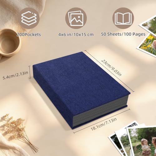 Popotop Photo Album 4x6 200 Pockets for Wedding Gifts,Linen Hardcover Picture Albums for Family Anniversary Baby Vacation Pictures - Image 3