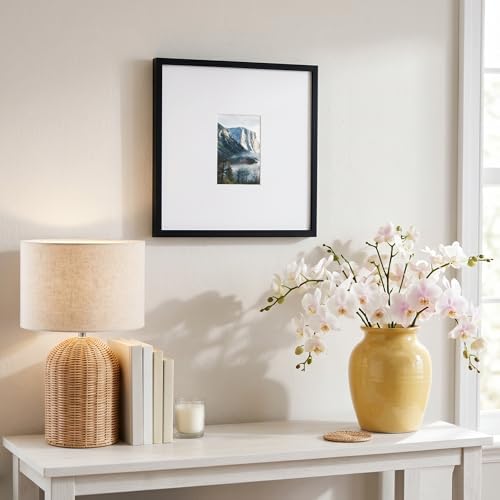 Americanflat 14x14 Picture Frame - Matted to 4x6 - Slim Molding - Black - Image 4