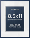 Homeforia 8.5x11 Blue Picture Frame, High-End Metal, 6x8 Mat, Glass by Homeforia
