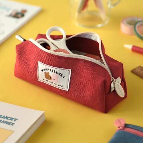Monolike Happy and Lucky Block Pencil Case, Red - Pen Pouch, Portable Pencil Bag, Office Pouch case - Image 3
