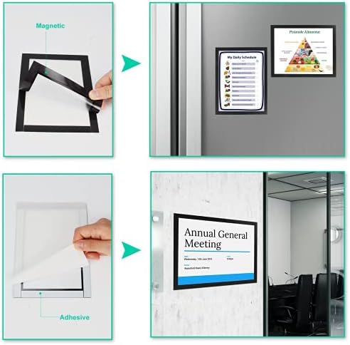 CRUGLA 8.5x11 Magnetic Frame Sheet with Self Adhesive Backing, Poster Certificate Carft Picture Photo Frame for Refrigerator Office Glass Window Door Cubicle Tile, 12 Pack - Image 4