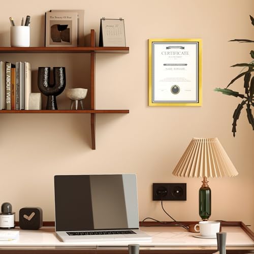 8.5x11 Picture Frame Set of 6, Certificate Document Frame, Diploma Frame, Display Pictures 8.5x11 Without Mat, Gold - Image 5