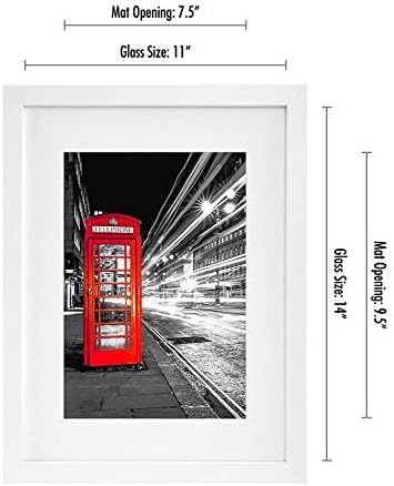 Americanflat 11x14 Picture Frame with Shatter-Resistant Glass - Use as 8x10 Frame with Mat or Display 11x14 Photo Without Mat - Signature Collection - Picture Frames for Wall Display - White - Image 2