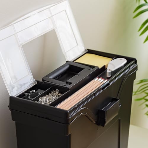 IRIS USA Slim Portable File Box Organizer with Lid, Letter Files, Black - Image 6