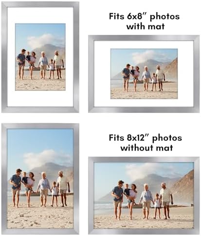 Americanflat 8x12 Picture Frame 5-Pack - Matted to 6x8 - Silver - Image 4