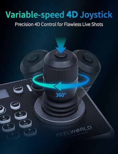 FEELWORLD KBC20N NDI PTZ Camera Joystick Controller, LCD Screen 4D Joystick Control Keyboard Support NDI PoE VISCA Pelco-D/P RS422 RS485 RS232 RJ45 for Church Live, Events, Live Streaming - Image 3