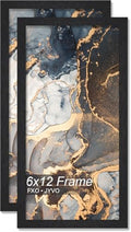 6x12 Picture Frame Set of 2 Black Engineered Wood Tabletop/Wall Hanging by Fxojyvo
