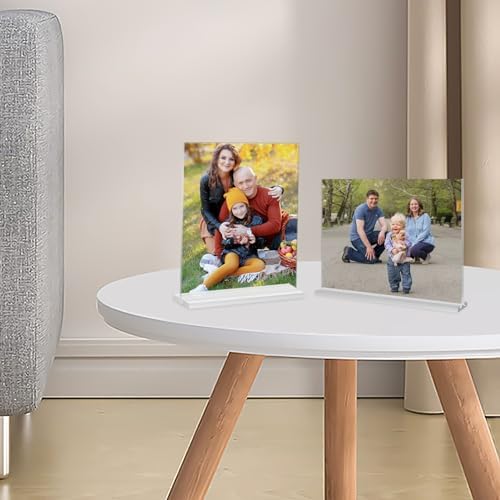 Acrylic Picture Frame 4x6 inches, 4 Pack Clear Plastic Picture Frames Holder Standing,Double Sided Picture Desktop Display for Photo Home Office - Horizontal - Image 6