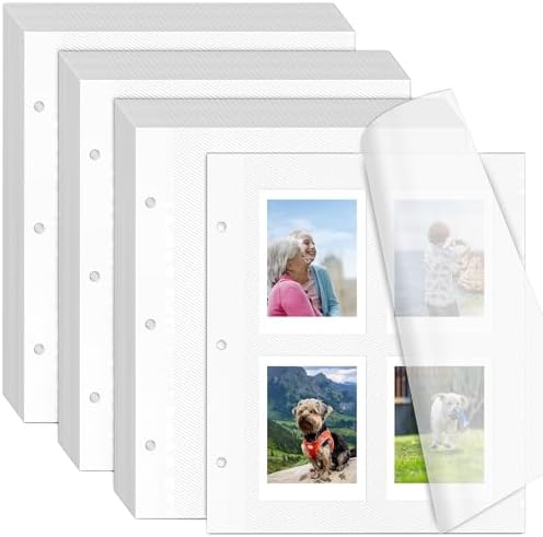 VOKOY 60 Sheets/120 Pages Photo Album Pages for 3 Ring Binder, Self Adhesive Scrapbooking Album Refill Pages Replacement Photo Album Sheets for 2x3 4x6 5x7 8x10 Photo or Cards, 11 x 9 Inch by VOKOY
