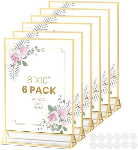 Acrylic Sign Holder Double Sided 8X10 Gold Frames with Stickers，6PCS by AcrylicSignHolderMahjongRacks%EF%BC%8CMahjongBags