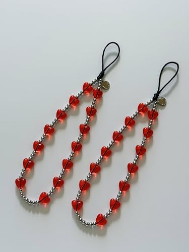 Drawwind Phone Charm Beaded Wristlet Strap Universal Cell Phone Lanyard Cute Bracelet Wrist Strap Beaded Chain String Handmade Accessories for Case Camera Bags (Lucky Love) - Image 6