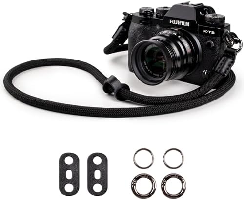 VOVMOEYA Nylon Braided Camera Rope Strap, Camera Neck Shoulder Strap with O-Ring for DSLR & Mirrorless Camera - Black by VOVMOEYA