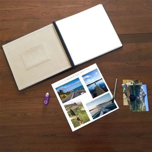 Old Town Bonded Leather Photo Album, Large Leather Scrapbook, Expandable Scrapbook Album 12x12 Double-Sided White Paper Pages and Optically Clear Pockets, Faux Suede Lining, Burgundy - Image 4