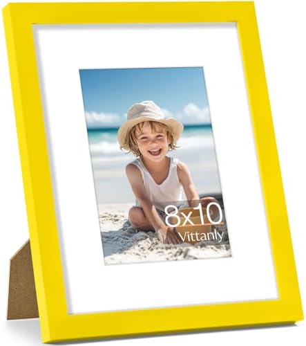 Vittanly 8x10 Picture Frame Made of Solid Wood for Wall or Tabletop, Yellow by Vittanly