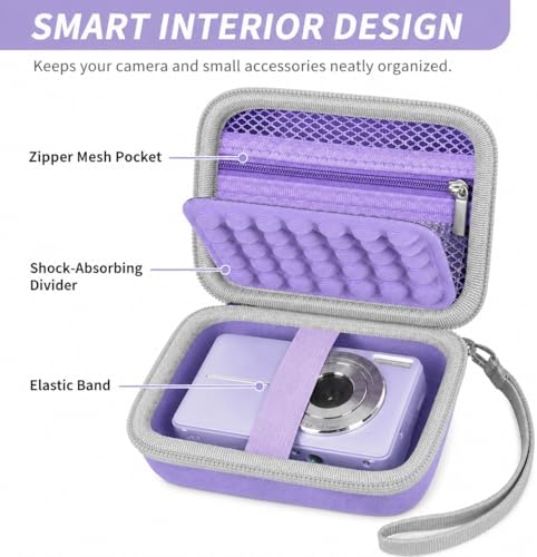 Digital Camera Case for CAMKORY/for Kodak Pixpro/for VAHOIALD/for Sony DSCW800 830/ for Canon PowerShot 180 190. Kids Vlogging Cameras Storage Holder for Accessories (Box Only)-Purple - Image 5