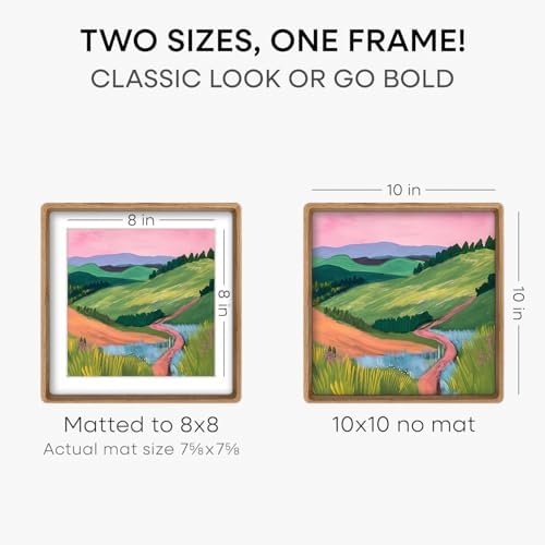 Homeforia 10x10 Mortise&Tenon Natural Oak Picture Frame, 8x8 Mat, Glass - Image 3