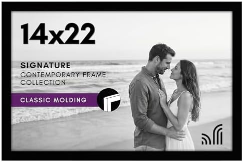 Americanflat 14x22 Picture Frame with Polished Plexiglass - Signature Collection - Gallery-Style Frames Made of Engineered Wood - Photo Frame for Wall Display - Black by Americanflat