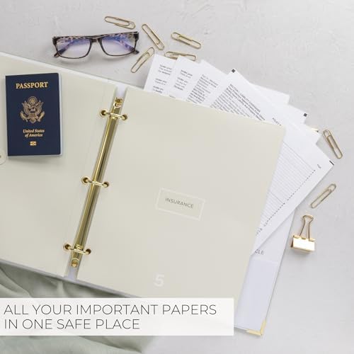 Important Document Organizer Set with Folders - Complete Linen Ring Binder - Image 5