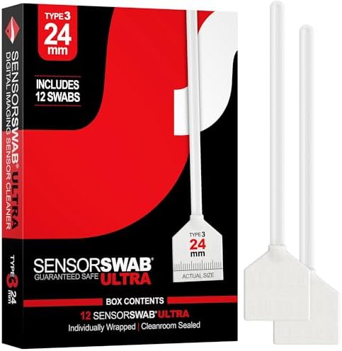 Photographic Solutions Sensor Swab Ultra 24mm Type-3 Digital Imaging Sensor Cleaner Swabs for Cleaning Full Frame Mirrored or Mirrorless Cameras. Sensor Dust & Oil Remover (Pack of 12) by PhotographicSolutions